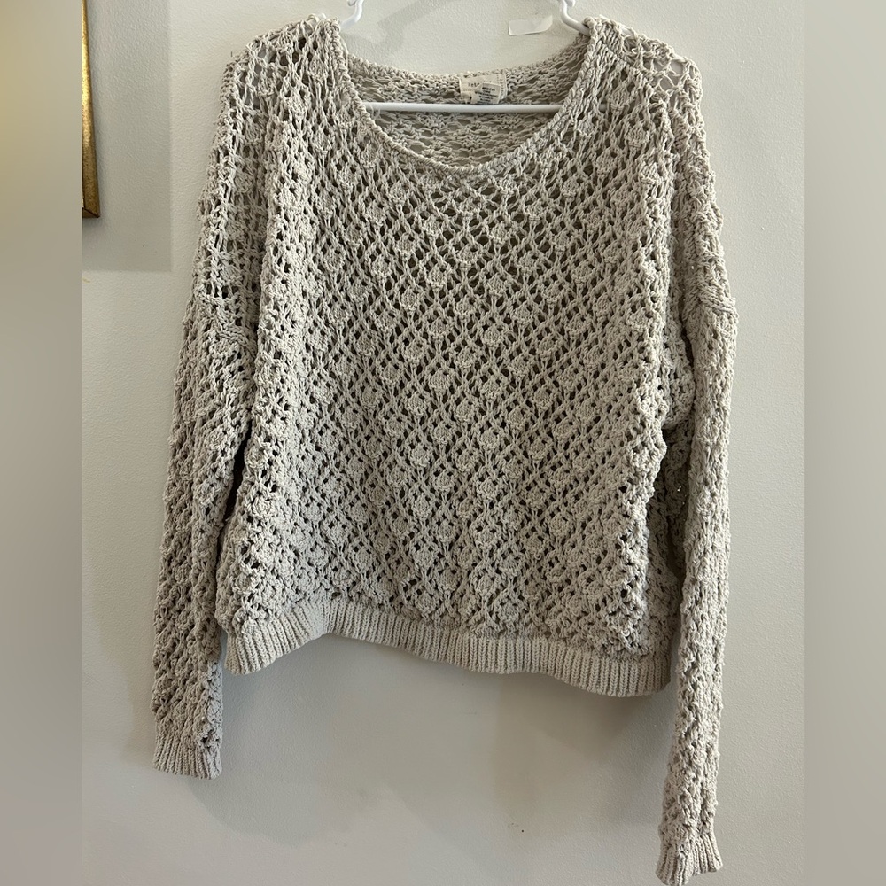 Artelier Nicole Miller Womens Size L Gray Knit Long Sleeve Sweater Cottage Core